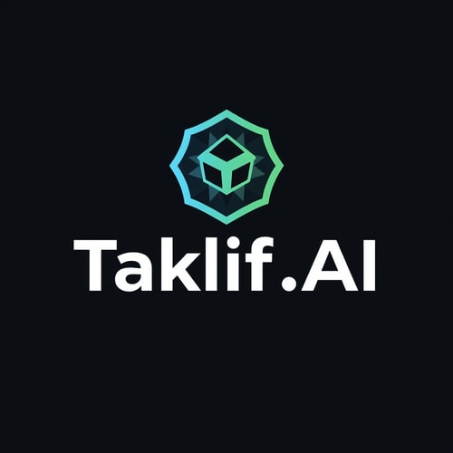 AI Design for Design a modern, tech-inspired logo for a startup called 'Taklif.AI.' The word 'Taklif' is Arabic for 'assignment.' our slogan is Empowering Instructors to Craft Unique and Original Programming, Data Science, and Math Assignments with LLMs 
