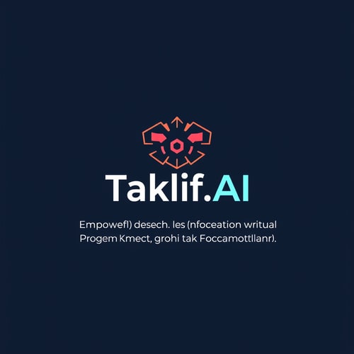 AI Design for Design a modern, tech-inspired logo for a startup called 'Taklif.AI.' The word 'Taklif' is Arabic for 'assignment.' our slogan is Empowering Instructors to Craft Unique and Original Programming, Data Science, and Math Assignments with LLMs 