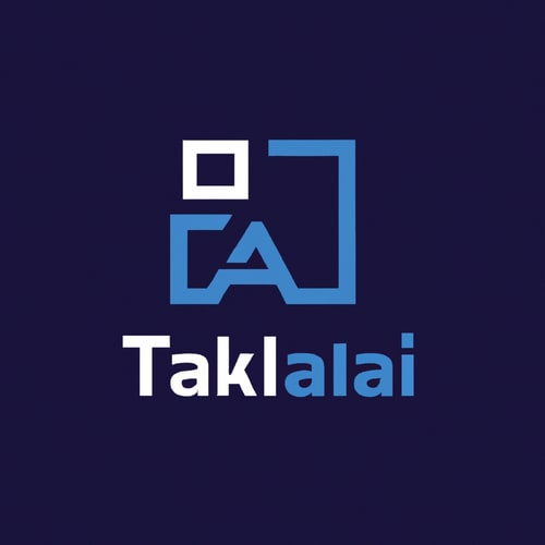 AI Design for Design a modern, tech-inspired logo for a startup called 'Taklif.AI.' The word 'Taklif' is Arabic for 'assignment.' Use clean lines, minimalist shapes, and a professional color scheme that reflects innovation, education, and technology.
