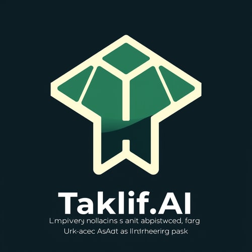 AI Design for Design a modern, tech-inspired logo for a startup called 'Taklif.AI.' The word 'Taklif' is Arabic for 'assignment.' our slogan is Empowering Instructors to Craft Unique and Original Programming, Data Science, and Math Assignments with LLMs 