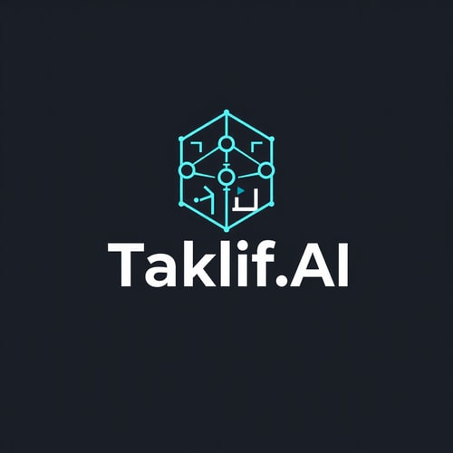 AI Design for Design a modern, tech-inspired logo for a startup called 'Taklif.AI.' The word 'Taklif' is Arabic for 'assignment.' our slogan is Empowering Instructors to Craft Unique and Original Programming, Data Science, and Math Assignments with LLMs 