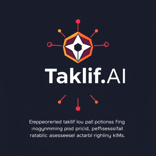 AI Design for Design a modern, tech-inspired logo for a startup called 'Taklif.AI.' The word 'Taklif' is Arabic for 'assignment.' our slogan is Empowering Instructors to Craft Unique and Original Programming, Data Science, and Math Assignments with LLMs 