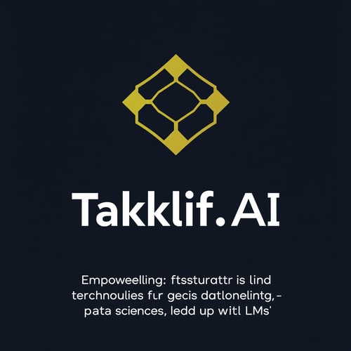 AI Design for Design a modern, tech-inspired logo for a startup called 'Taklif.AI.' The word 'Taklif' is Arabic for 'assignment.' our slogan is Empowering Instructors to Craft Unique and Original Programming, Data Science, and Math Assignments with LLMs 