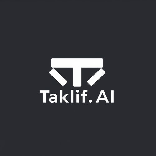 AI Design for Design a modern, tech-inspired logo for a startup called 'Taklif.AI.' The word 'Taklif' is Arabic for 'assignment.' try to make negative space with the name