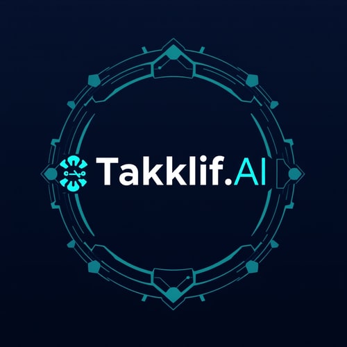 AI Design for Design a modern, tech-inspired logo for a startup called 'Taklif.AI.' The word 'Taklif' is Arabic for 'assignment.' try to make negative space with the name