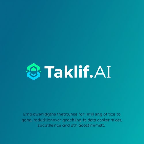AI Design for Design a modern, tech-inspired logo for a startup called 'Taklif.AI.' The word 'Taklif' is Arabic for 'assignment.' our slogan is Empowering Instructors to Craft Unique and Original Programming, Data Science, and Math Assignments with LLMs try to make negative space with the name