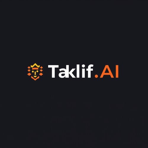 AI Design for Design a modern, tech-inspired logo for a startup called 'Taklif.AI.' The word 'Taklif' is Arabic for 'assignment.' our slogan is Empowering Instructors to Craft Unique and Original Programming, Data Science, and Math Assignments with LLMs try to make negative space with the name