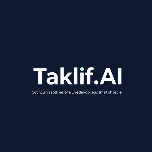 AI Design for Design a modern, tech-inspired logo for a startup called 'Taklif.AI.' The word 'Taklif' is Arabic for 'assignment.' our slogan is Empowering Instructors to Craft Unique and Original Programming, Data Science, and Math Assignments with LLMs try to make negative space with the name