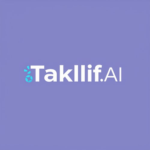 AI Design for Design a modern, tech-inspired logo for a startup called 'Taklif.AI.' The word 'Taklif' is Arabic for 'assignment.' our slogan is Empowering Instructors to Craft Unique and Original Programming, Data Science, and Math Assignments with LLMs try to make negative space with the name
