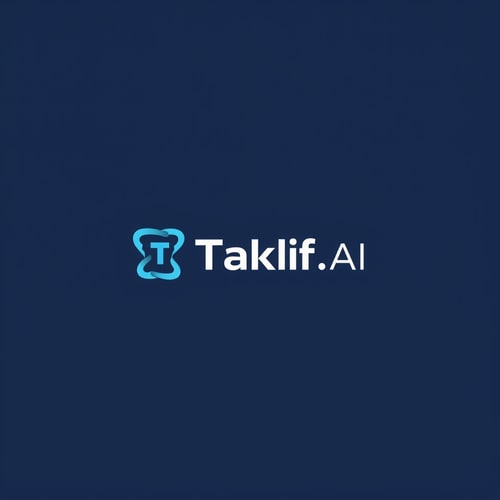 AI Design for Design a modern, tech-inspired logo for a startup called 'Taklif.AI.' The word 'Taklif' is Arabic for 'assignment.' Use clean lines, minimalist shapes, and a professional color scheme that reflects innovation, education, and technology.