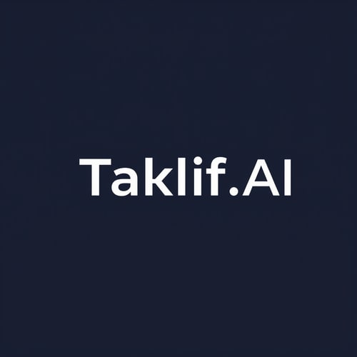 AI Design for Design a modern, tech-inspired logo for a startup called 'Taklif.AI.' The word 'Taklif' is Arabic for 'assignment.' Use clean lines, minimalist shapes, and a professional color scheme that reflects innovation, education, and technology.