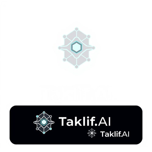 AI Design for Design a modern, tech-inspired logo for a startup called 'Taklif.AI.' The word 'Taklif' is Arabic for 'assignment.' Use clean lines, minimalist shapes, and a professional color scheme that reflects innovation, education, and technology.