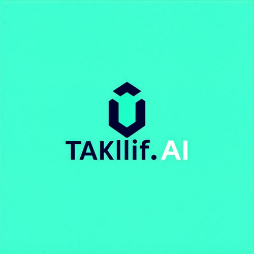 AI Design for Design a modern, tech-inspired logo for a startup called 'Taklif.AI.' The word 'Taklif' is Arabic for 'assignment.' our slogan is Empowering Instructors to Craft Unique and Original Programming, Data Science, and Math Assignments with LLMs 