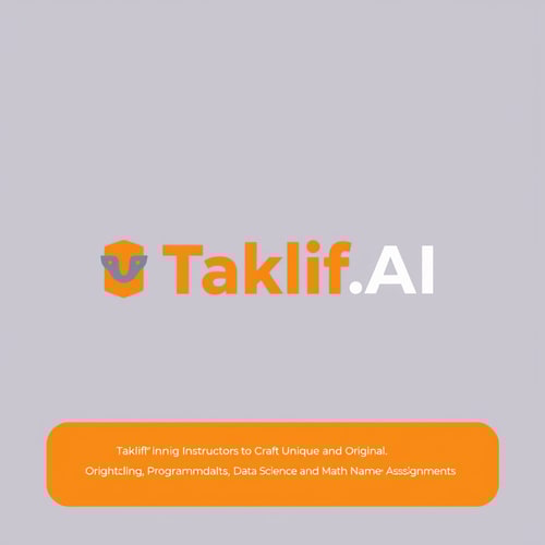 AI Design for Design a modern, tech-inspired logo for a startup called 'Taklif.AI.' The word 'Taklif' is Arabic for 'assignment.' our slogan is Empowering Instructors to Craft Unique and Original Programming, Data Science, and Math Assignments with LLMs try to make negative space with the name