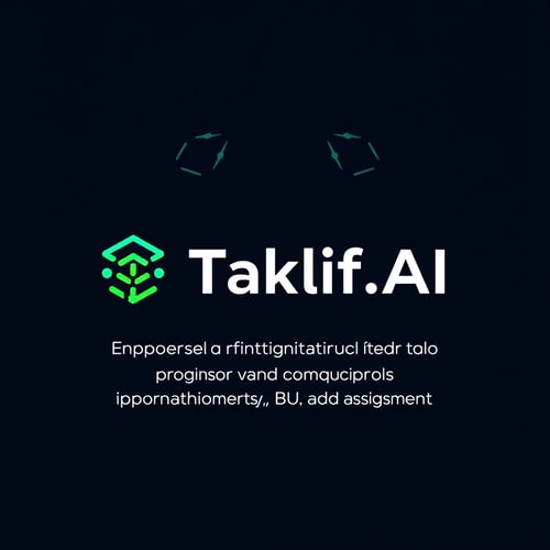 AI Design for Design a modern, tech-inspired logo for a startup called 'Taklif.AI.' The word 'Taklif' is Arabic for 'assignment.' our slogan is Empowering Instructors to Craft Unique and Original Programming, Data Science, and Math Assignments with LLMs try to make negative space with the name