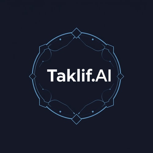 AI Design for Design a modern, tech-inspired logo for a startup called 'Taklif.AI.' The word 'Taklif' is Arabic for 'assignment.' our slogan is Empowering Instructors to Craft Unique and Original Programming, Data Science, and Math Assignments with LLMs try to make negative space with the name
