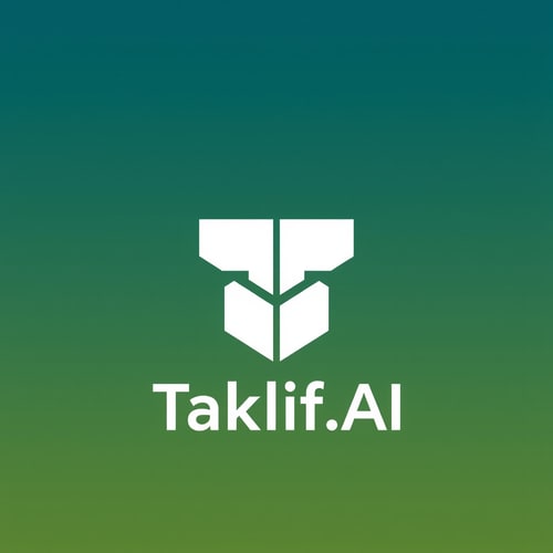AI Design for Design a modern, tech-inspired logo for a startup called 'Taklif.AI.' The word 'Taklif' is Arabic for 'assignment.' Use clean lines, minimalist shapes, and a professional color scheme that reflects innovation, education, and technology.