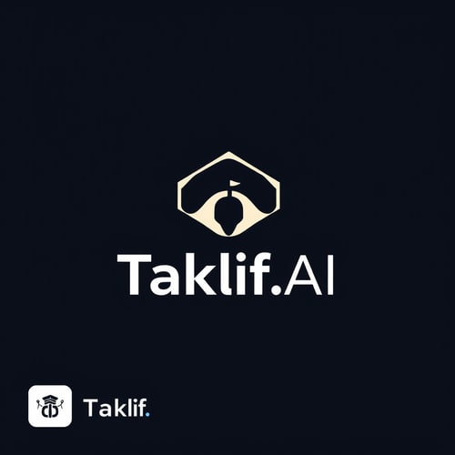 AI Design for Design a modern, tech-inspired logo for a startup called 'Taklif.AI.' The word 'Taklif' is Arabic for 'assignment.' Use clean lines, minimalist shapes, and a professional color scheme that reflects innovation, education, and technology.