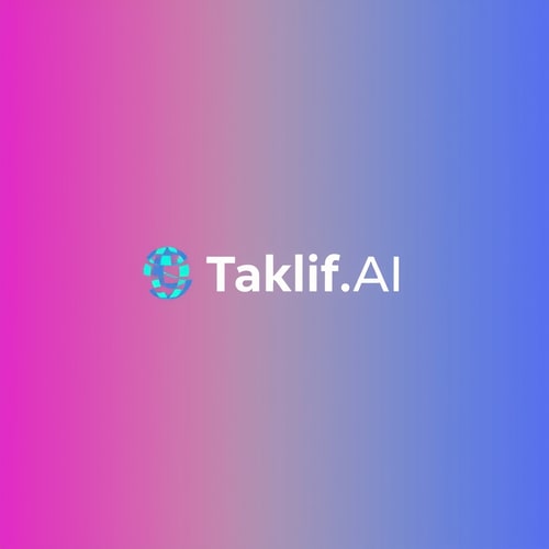 AI Design for Design a modern, tech-inspired logo for a startup called 'Taklif.AI.' The word 'Taklif' is Arabic for 'assignment.' Use clean lines, minimalist shapes, and a professional color scheme that reflects innovation, education, and technology.