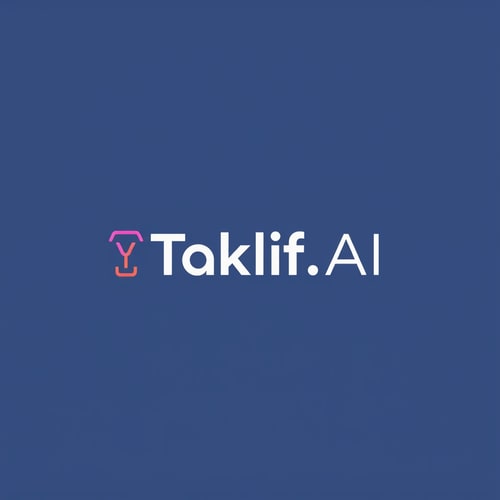 AI Design for Design a modern, tech-inspired logo for a startup called 'Taklif.AI.' The word 'Taklif' is Arabic for 'assignment.' Use clean lines, minimalist shapes, and a professional color scheme that reflects innovation, education, and technology.