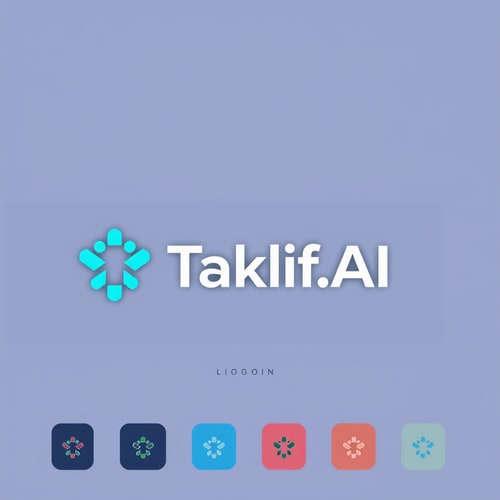AI Design for Design a modern, tech-inspired logo for a startup called 'Taklif.AI.' The word 'Taklif' is Arabic for 'assignment.' Use clean lines, minimalist shapes, and a professional color scheme that reflects innovation, education, and technology.