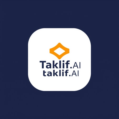 AI Design for Design a modern, tech-inspired logo for a startup called 'Taklif.AI.' The word 'Taklif' is Arabic for 'assignment.' Use clean lines, minimalist shapes, and a professional color scheme that reflects innovation, education, and technology.