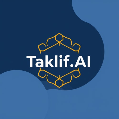 AI Design for Design a modern, tech-inspired logo for a startup called 'Taklif.AI.' The word 'Taklif' is Arabic for 'assignment.' Use clean lines, minimalist shapes, and a professional color scheme that reflects innovation, education, and technology.