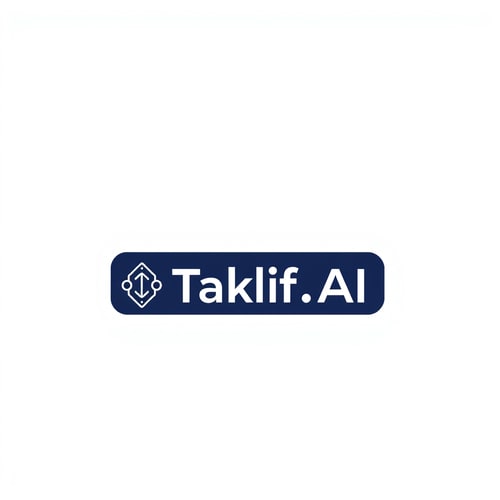AI Design for Design a modern, tech-inspired logo for a startup called 'Taklif.AI.' The word 'Taklif' is Arabic for 'assignment.' Use clean lines, minimalist shapes, and a professional color scheme that reflects innovation, education, and technology.
