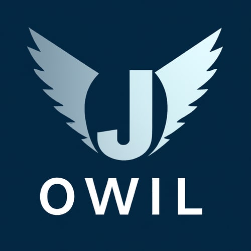 AI Design for "J" letter with the shape of an owl's wing