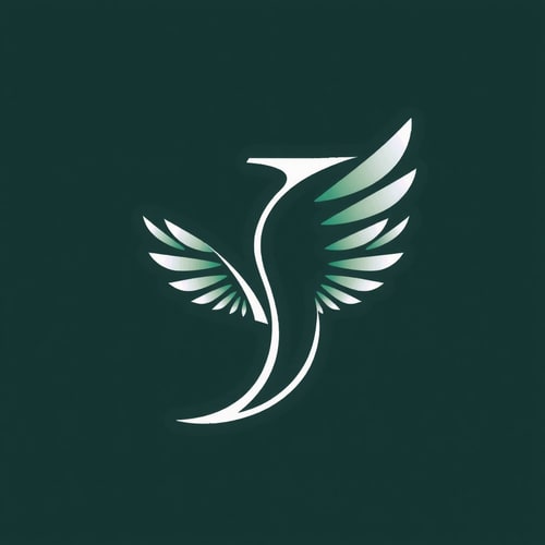 AI Design for "J" letter with the shape of an owl's wing