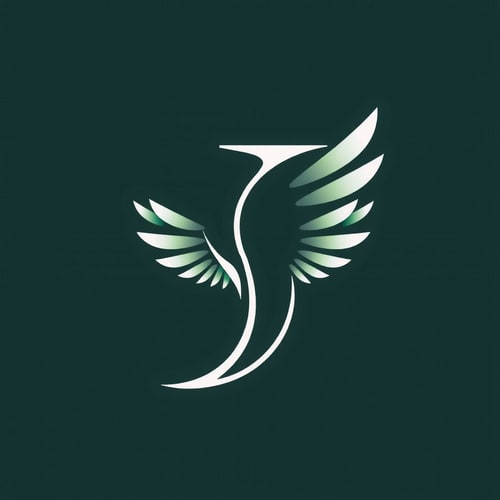 AI Design for "J" letter with the shape of an owl's wing