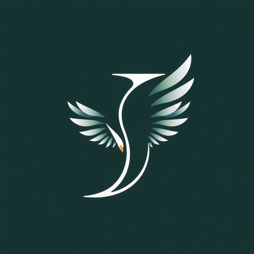 AI Design for "J" letter with the shape of an owl's wing