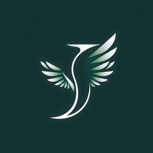AI Design for "J" letter with the shape of an owl's wing