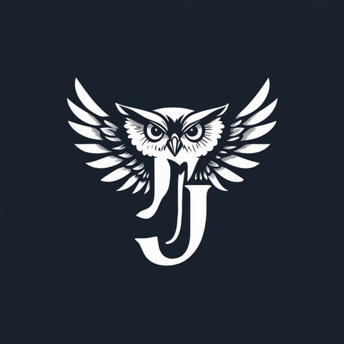 AI Design for "J" letter with the shape of an owl's wing