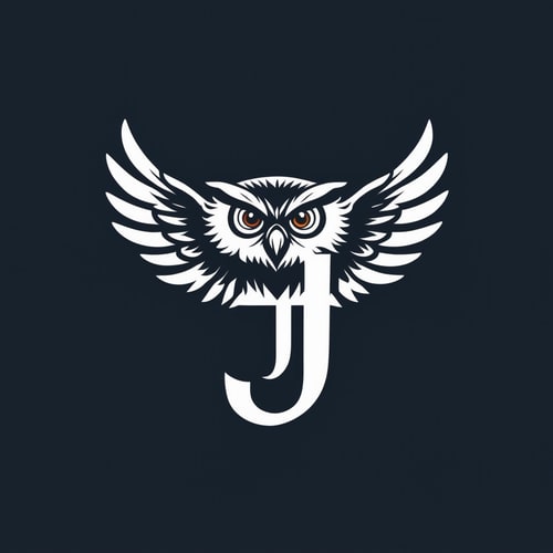 AI Design for "J" letter with the shape of an owl's wing