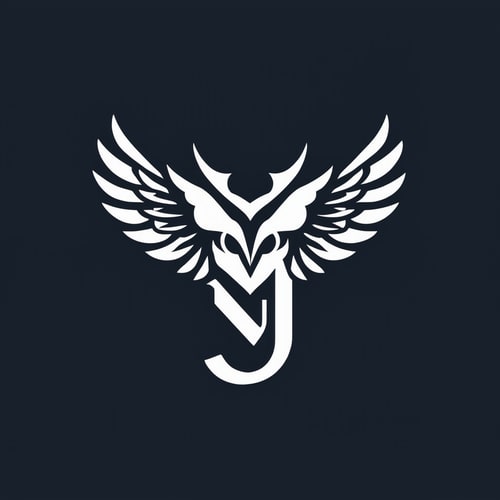 AI Design for "J" letter with the shape of an owl's wing