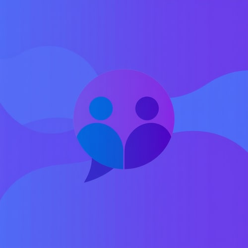 AI Design for A logo for a company that wants to create an online space for open free and authentic discussions about sexuality from a Christian perspective. Base the logo around a speech bubble. and use blues and deep purples in the colors.