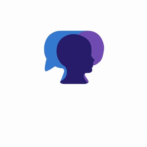 AI Design for A logo for a company that wants to create an online space for open free and authentic discussions about sexuality from a Christian perspective. Base the logo around a speech bubble. and use blues and deep purples in the colors.