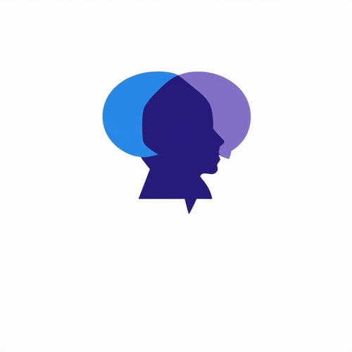 AI Design for A logo for a company that wants to create an online space for open free and authentic discussions about sexuality from a Christian perspective. Base the logo around a speech bubble. and use blues and deep purples in the colors.
