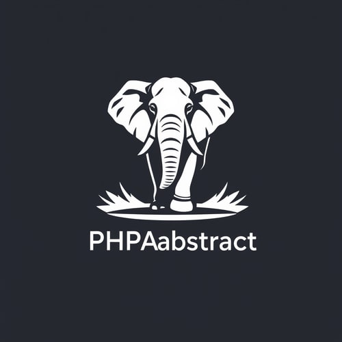 AI Design for A want a funny and modern Logo with a Modern elephant and write below "PHPAbstract"