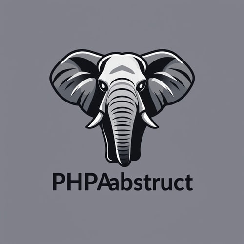 AI Design for A want a funny and modern Logo with a Modern elephant and write below "PHPAbstract"