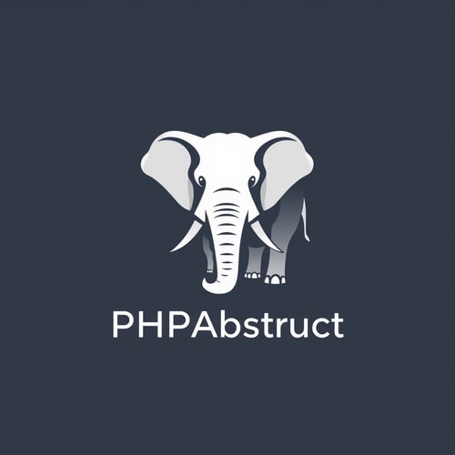 AI Design for A want a funny and modern Logo with a Modern elephant and write below "PHPAbstract"