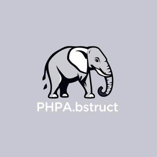 AI Design for A want a funny and modern Logo with a Modern elephant and write below "PHPAbstract"