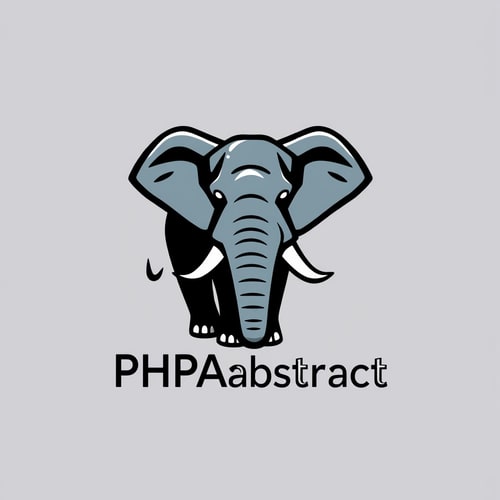 AI Design for A want a funny and modern Logo with a Modern elephant and write below "PHPAbstract"