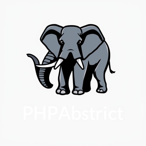 AI Design for A want a funny and modern Logo with a Modern elephant and write below "PHPAbstract"