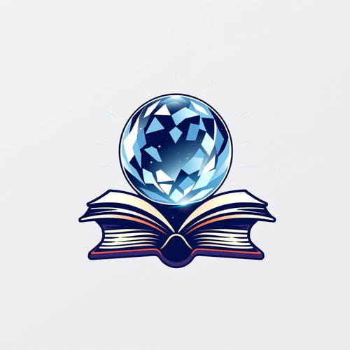 AI Design for Create a logo that contains crystal ball and book