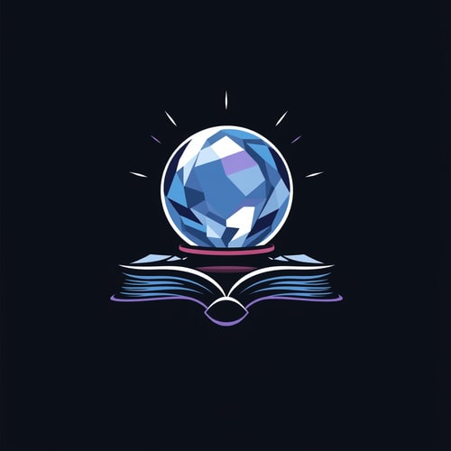 AI Design for Create a logo that contains crystal ball and book