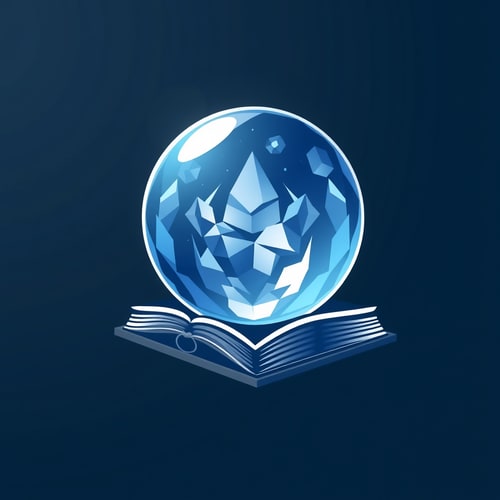AI Design for Create a logo that contains crystal ball and book