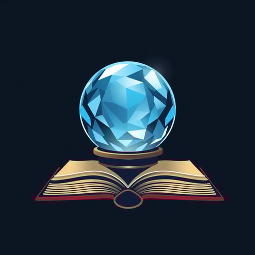 AI Design for Create a logo that contains crystal ball and book