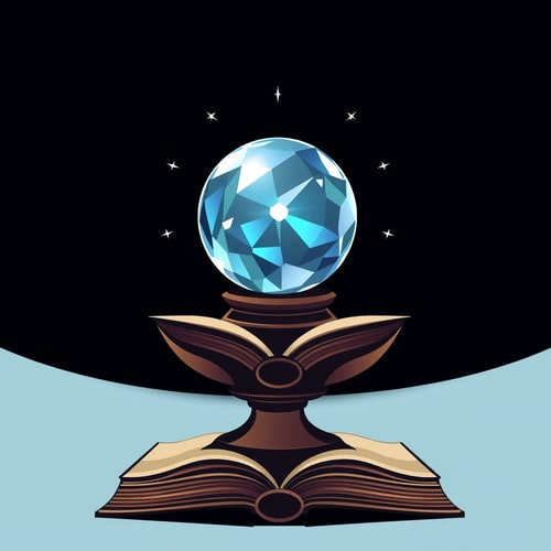 AI Design for Create a logo that contains crystal ball and book